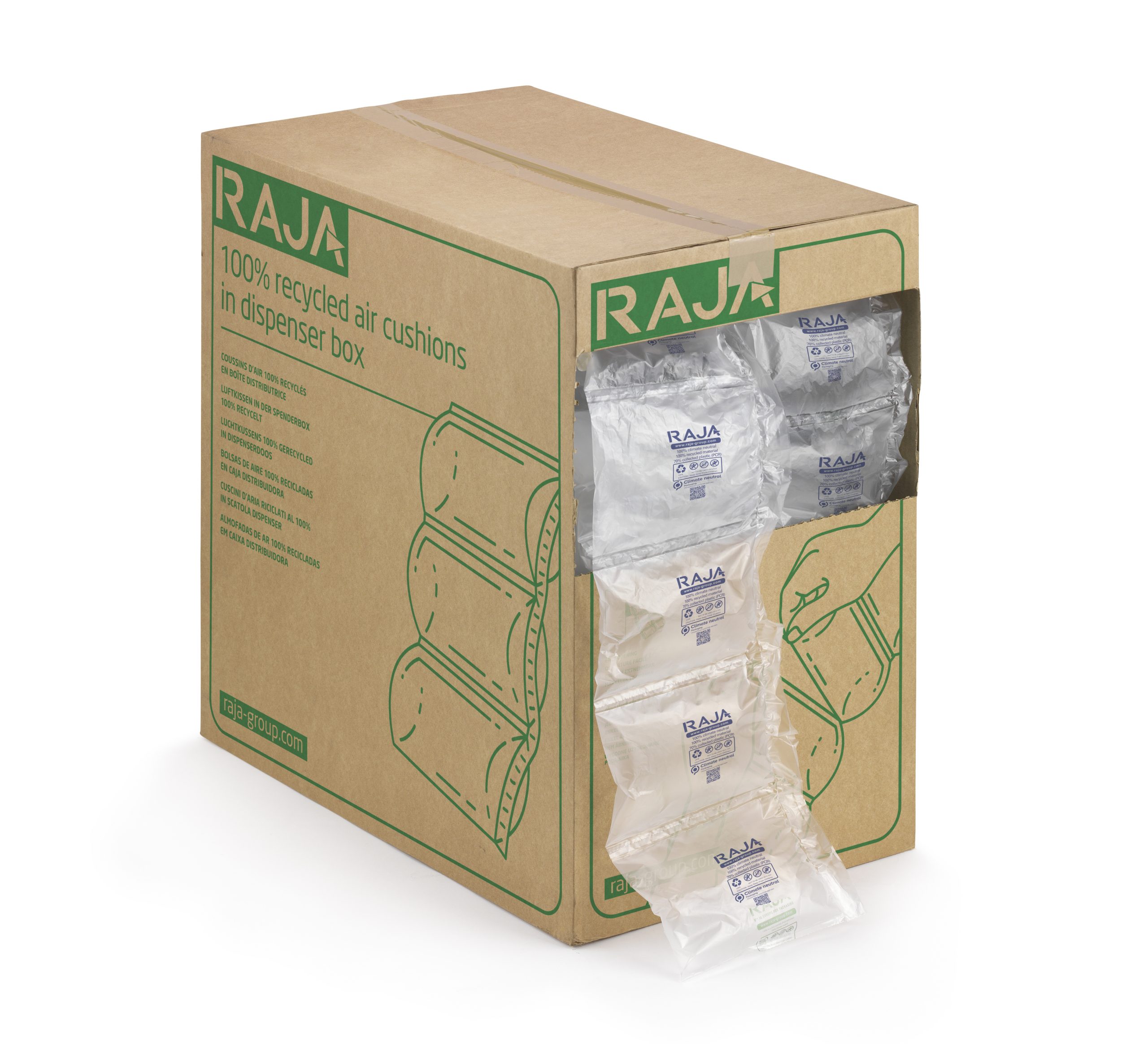 Coussins d'air recyclés en boîte distributrice