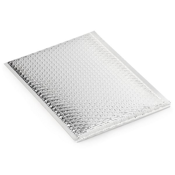 Pochette plastique matelassée bulles 80% recyclé couleur métallisée argent
