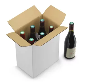 Caisse carton blanche pour bouteilles à montage instantané croisillons intégrés
