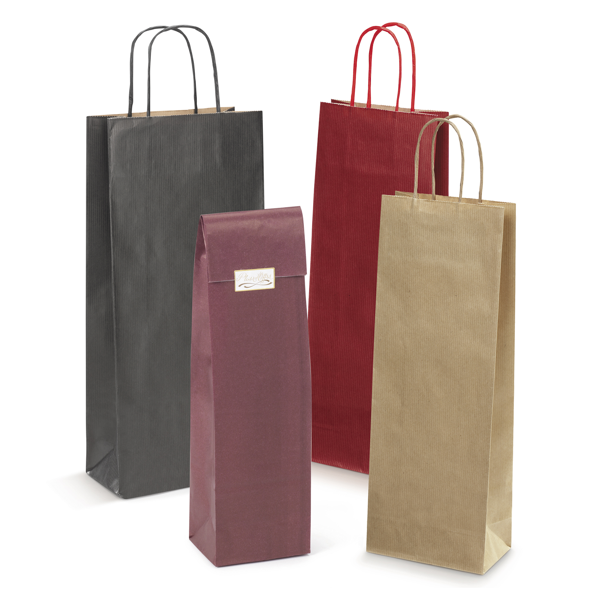 Sac kraft avec poignées torsadées pour bouteilles