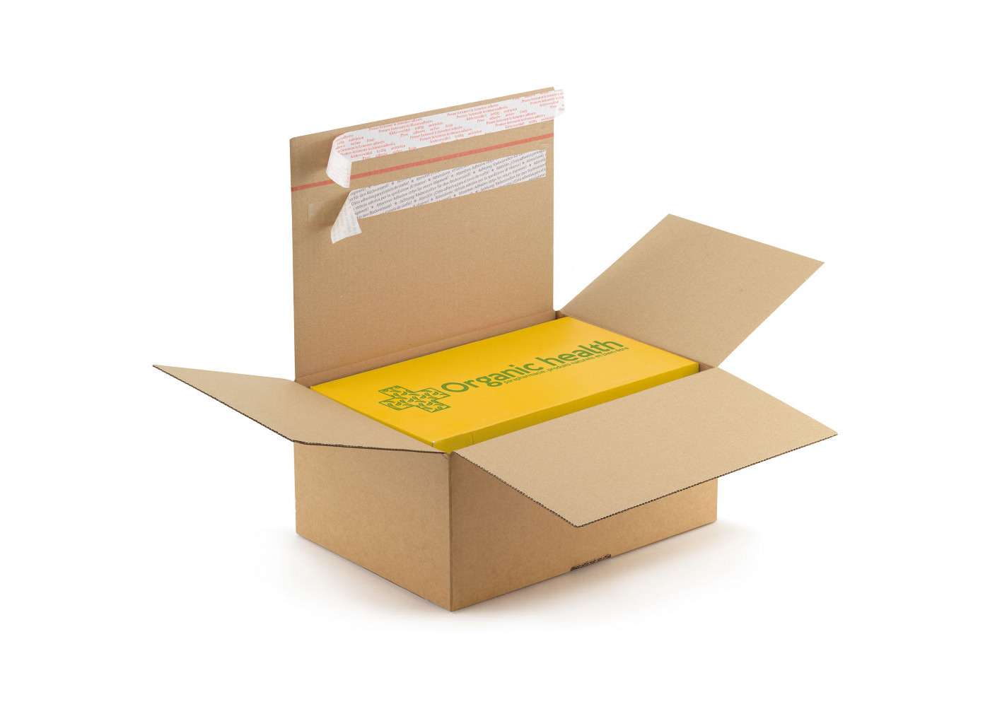 Caisse carton brune montage instantané et fermetures adhésives "aller-retour"