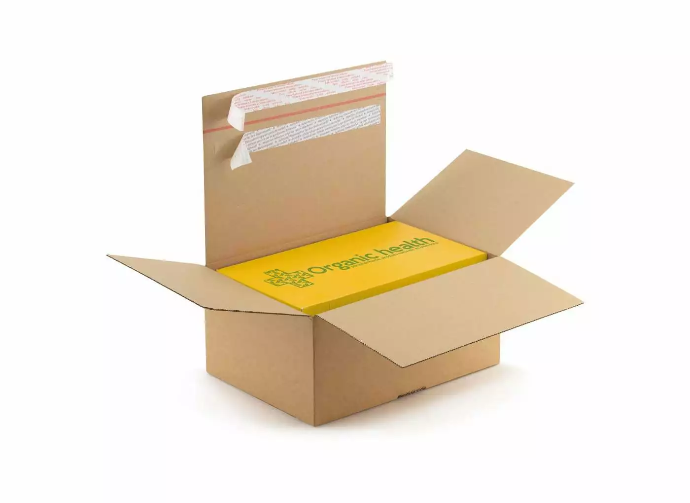 Caisse carton brune montage instantané et fermetures adhésives "aller-retour"