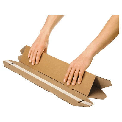 Tube carton triangulaire brun avec fermeture adhésive
