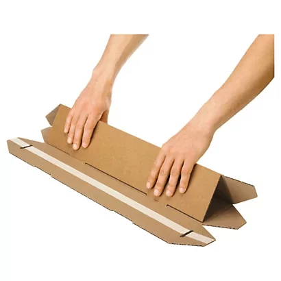 Tube carton triangulaire brun avec fermeture adhésive