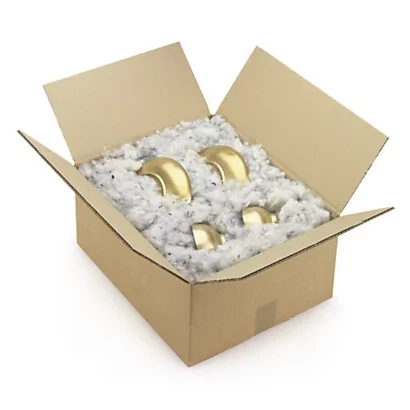 Les  fibres de calage en textile recyclé : matériau durable, ces fibres sont légères et apportent un aspect esthétique à la présentation du contenu de votre paquet.