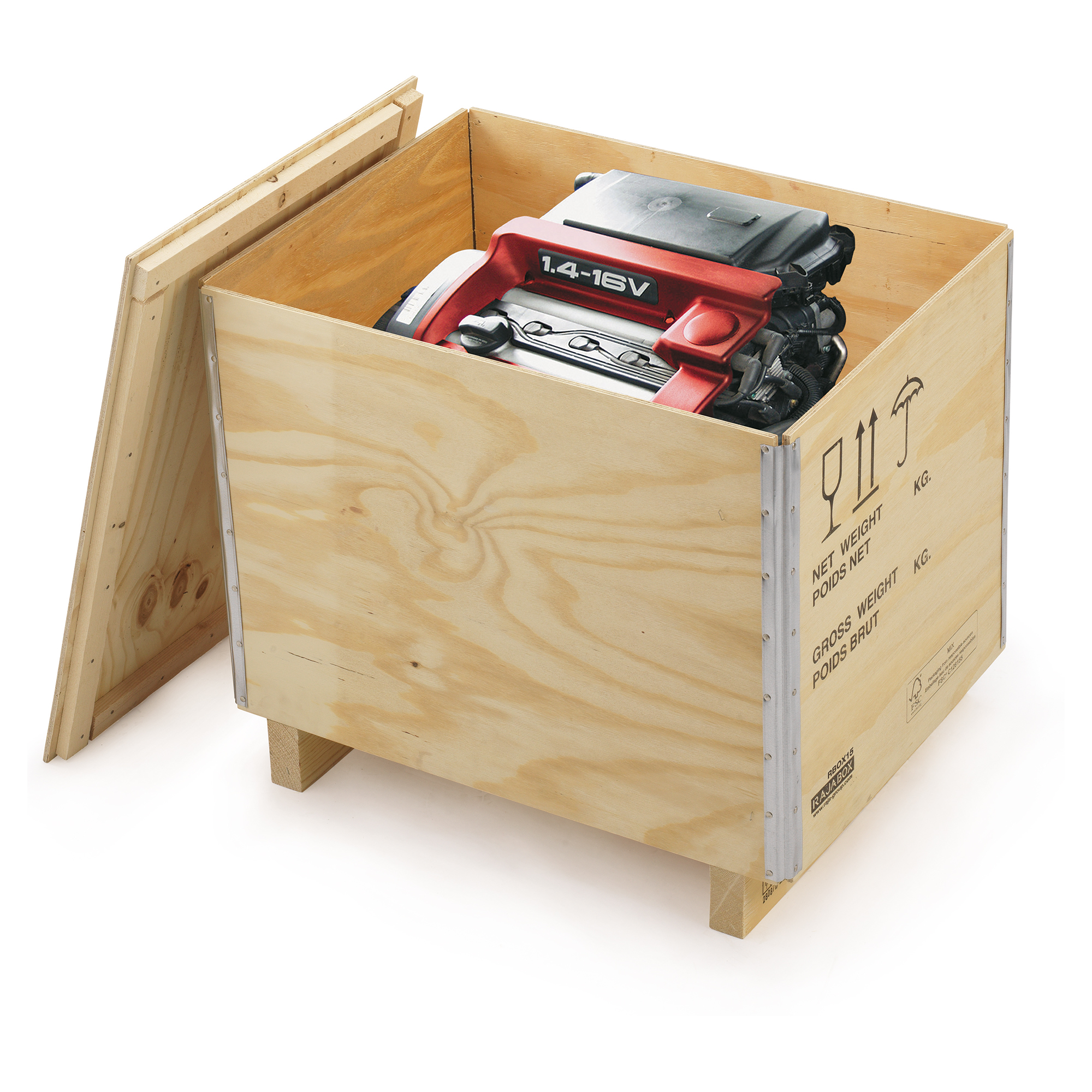 Caisse en bois contreplaqué avec chevron