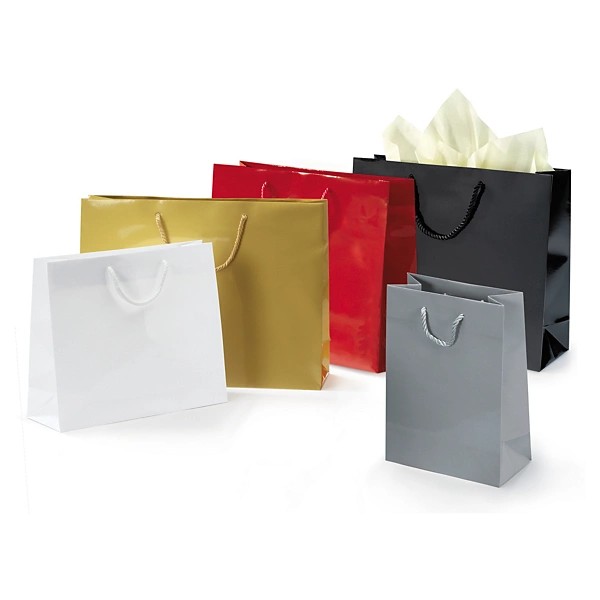 Sac pelliculé brillant couleur à poignées cordelières