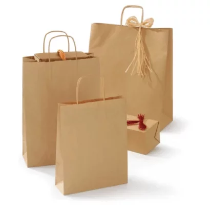 Sac kraft recyclé brun à poignées torsadées