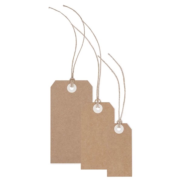 Étiquette américaine en kraft avec fil en lin non posé