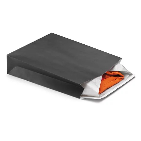 Pochette cadeau kraft noir à fermeture adhésive avec larges soufflets