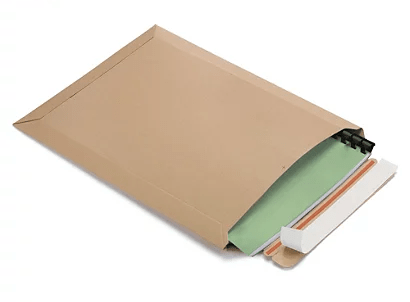 Pochette carton recyclé brune à fermeture adhésive ouverture petit côté