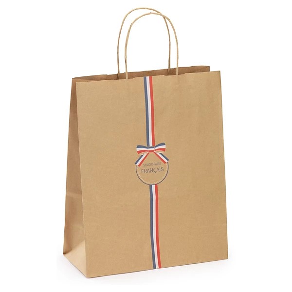 Sac kraft "savoir faire français" à poignées torsadées