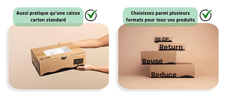 Exemple de tailles de boites RE-ZIP