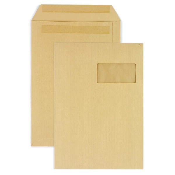 Pochette kraft brune autocollante avec/sans fenêtre