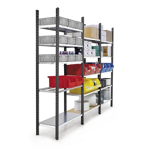 Rayonnage tablettes galvanisées et montants peints Prospace+